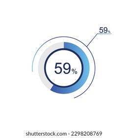 59% percentage infographic circle icons, 59 percents pie chart infographic elements for Illustration, business, web design.