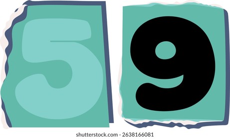 59 Retro torn paper number Design art