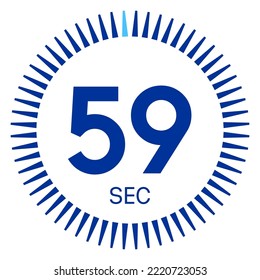 59 seconds,concept of time,timer icon,vector illustration,circle time pie diagram.