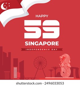 59 Singapore's independence day 9th August. social media Banner template design .