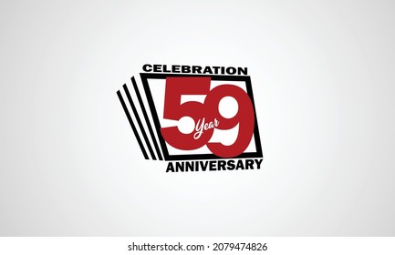 59 year anniversary celebration, book design style black and red color for event, birthday, gift card, poster-vector