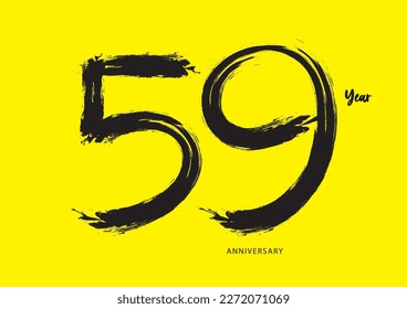 59 year anniversary celebration logotype on yellow background, 59 number design, 59th Birthday invitation, anniversary logo template, logo number design vector, calligraphy font, typography logo