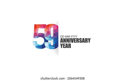 59 year anniversary full color polygon geometry style background for event, birthday, gift - vector