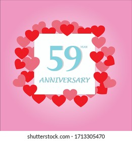 59 años, diseño vectorial con amor por las celebraciones, tarjetas de invitación y tarjetas de felicitación