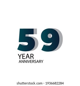 59 Year Anniversary Vector Template Design Illustration Blue Elegant White Background