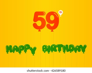 59 year birthday celebration flat color, 59th anniversary decorative flat modern style - vector illustration