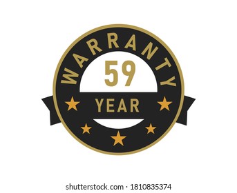 59 year warranty gold text with Black badge vector image
