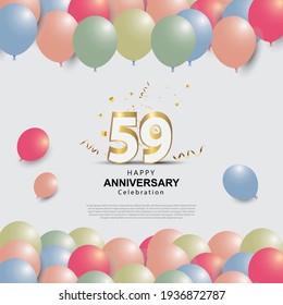 59 years anniversary celebration logo vector template design illustration