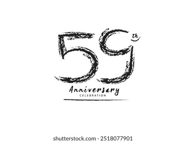 59 Years Anniversary Celebration logo black paintbrush vector, 59 number logo design, 59th Birthday Logo, happy Anniversary, Vector Anniversary For Celebration, poster, Invitation Card