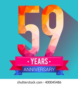 59 Years Anniversary celebration logo. with colorful polygonal.