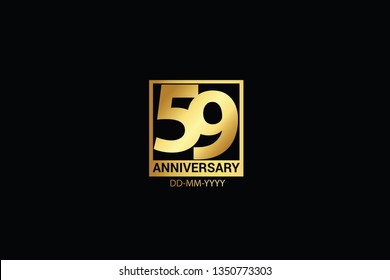 59 years anniversary celebration logotype. anniversary logo with golden and Spark light white color isolated on black background, vector design for celebration, invitation and greeting card-Vector