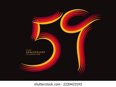 59 years anniversary celebration logotype red line vector, 59th birthday logo, 59 number design, Banner template, logo number elements for invitation card, poster, t-shirt.