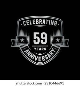 59 years anniversary celebration shield design template. 59th anniversary logo. Vector and illustration.