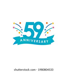 Ilustración de diseño de plantillas de vectores de celebración de 59 años. Vector Eps10