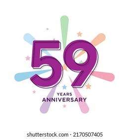 Ilustración de diseño de plantillas de vectores de celebración de 59 años