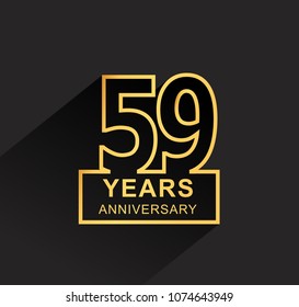 59 years anniversary design line style with square golden color for anniversary celebration event. isolated with black background