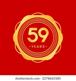 59 years anniversary, gold hexagon anniversary template with circular rope