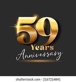 59 years Anniversary Gold Logotype number. Vector Design for Greeting Card and Invitation Card