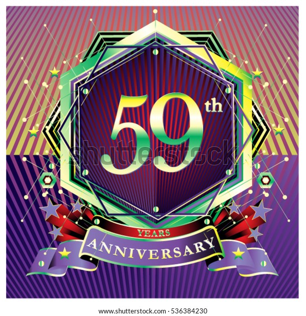 59 Years Anniversary Logo Celebration Ring Stock Vector (Royalty Free