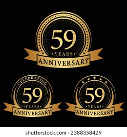 59 years anniversary logo collections. Set of 59th Anniversary logotype template. Vector and illustration.