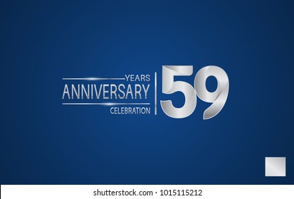 59 years anniversary logo with elegance silver color isolated on blue background for celebration event