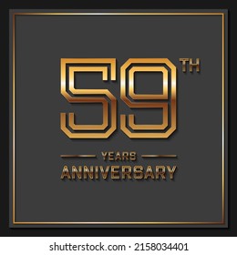 59 Years Anniversary logotype. Anniversary celebration template design for booklet, leaflet, magazine, brochure poster, banner, web, invitation or greeting card. Vector illustrations.