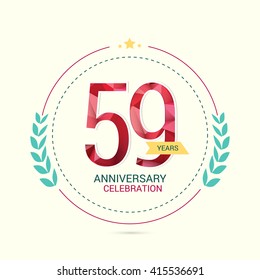 59 Years Anniversary with Low Poly Design and Laurel Ornaments