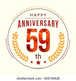 59 Years Anniversary with Low Poly Design and Laurel Ornaments
