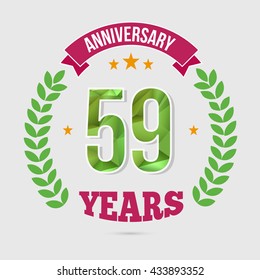 59 Years Anniversary with Low Poly Design and Laurel Ornaments
