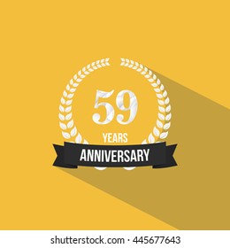 59 Years Anniversary with Low Poly Design and Laurel Ornaments