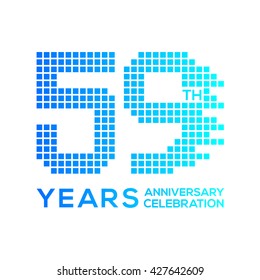 59 years anniversary with a pixels digital,technology logo