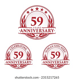 59 Jahre Jubiläum. 59. Kollektion mit Logos zur Feier. Vektorgrafik und Illustration. 