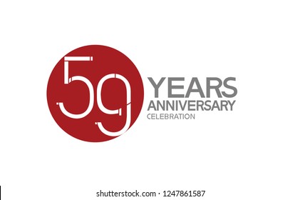 59 years anniversary simple design with big red circle for celebration event