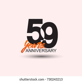 59 years anniversary simple design with negative style and yellow color isolated in white background