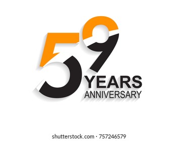 59 years anniversary simple design with white slash in orange and black number for celebration event