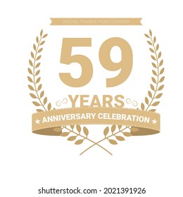 59 years anniversary vector icon, logo. Graphic design element with number and text composition for 59th anniversary