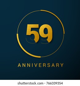 59 Years Anniversary Vector Logo Design Isolated on Dark Background
