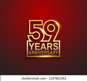 59 years golden anniversary line style isolated on red background for celebration