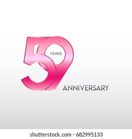 59 years pink anniversary. with overlapping number. for business, corporate, wedding, love, valentine logo celebration