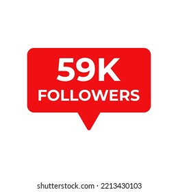 59k seguidores vector rojo, icono, sello, logotipo, ilustración