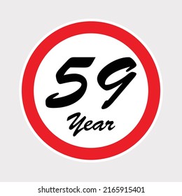 59st anniversary celebration with red ring on gray isolated background