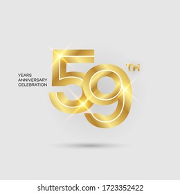 59th 3D gold anniversary logo isolated on elegant background, vector design for celebration purpose