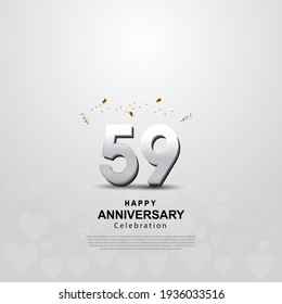 59th anniversary background with 3D number illustration