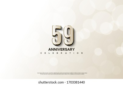 59th anniversary background with an illustration of white numbers with gold on the edges.