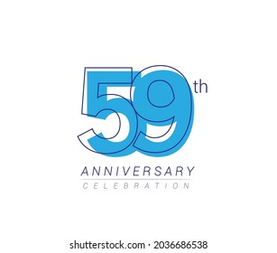 Diseño vectorial de color azul en el 59º aniversario para la celebración del cumpleaños, aislado en fondo blanco