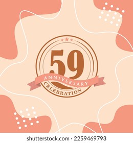 59th anniversary celebration logo vector design with brown color background and  brown color later abstract design 