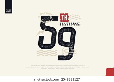 59 aniversario con textura grunge y Formas geométricas abstractas