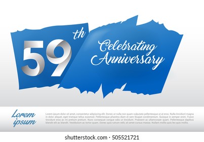 59th anniversary logo with blue abstract backgrond. design template