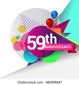 59th Anniversary logo, Colorful geometric background vector design template elements for your birthday celebration.