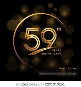 59th Anniversary logo design with double line numbers. Golden anniversary template. Vector Logo Template